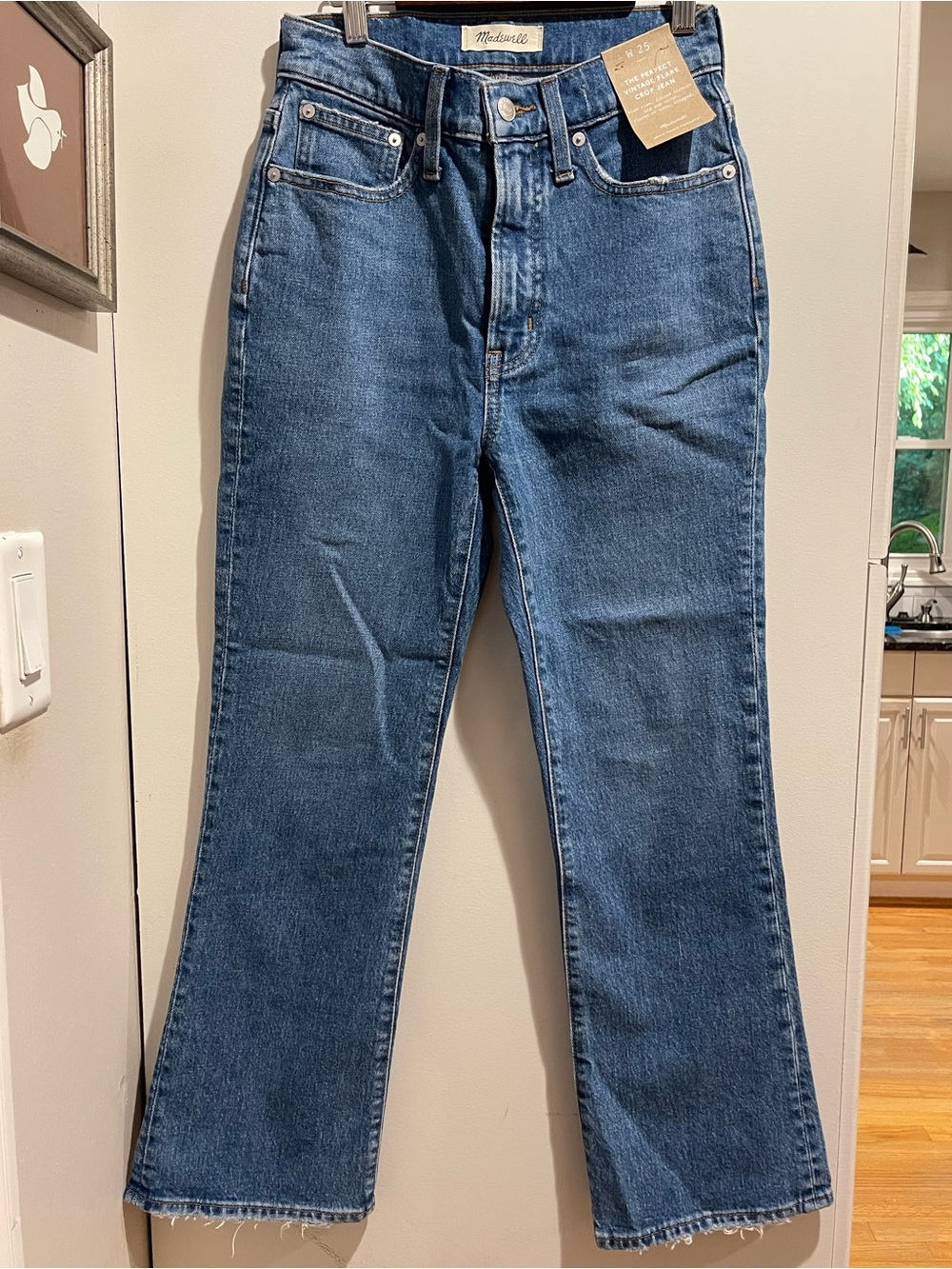NWT MADEWELL 25 Jeans The Perfect Vintage Crop Jean Medium Wash Frayed Ankle